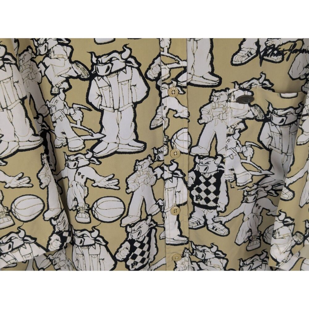 Vintage Phat Farm All Over Bull Print Short Sleeve Shirt Men's Size XXL/2XL - Picture 4 of 14
